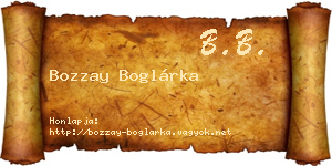 Bozzay Boglárka névjegykártya